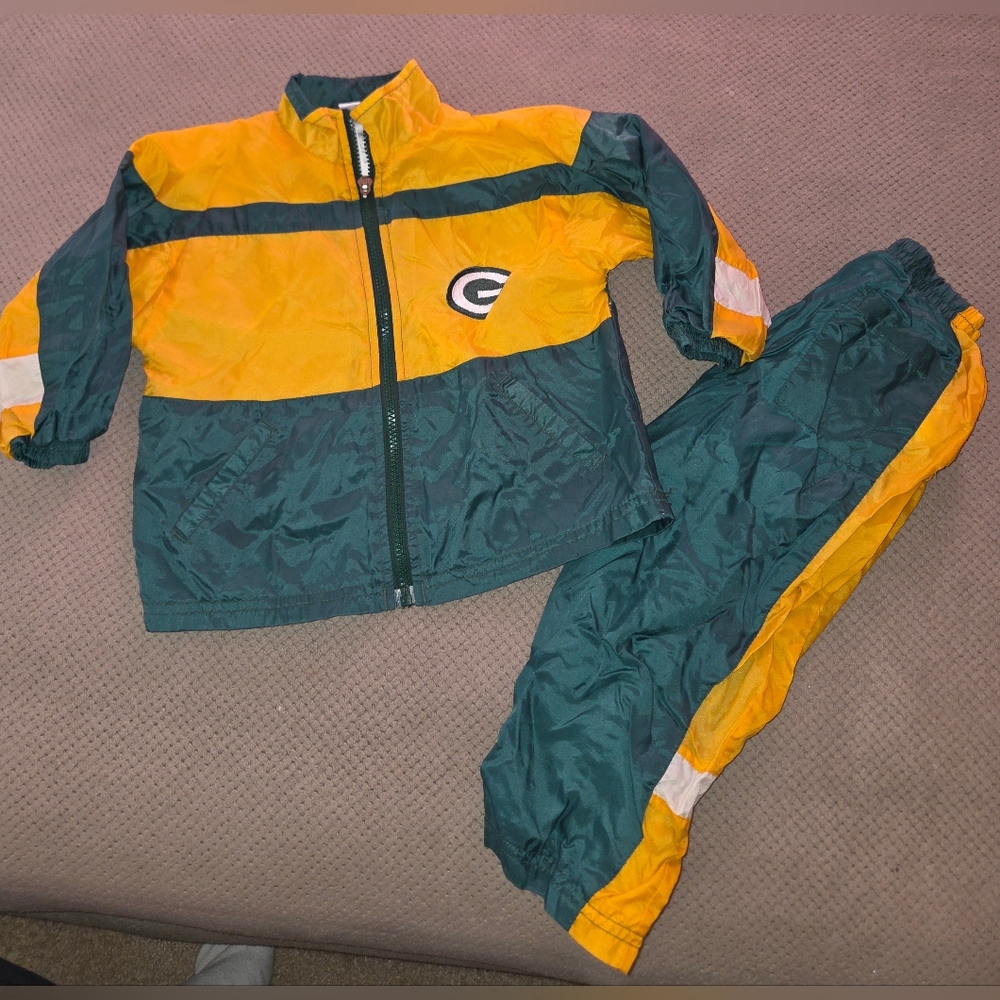 Vintage Mighty Mac NFL Green Bay Packers Jacket Windbreaker Jumpsuit 24 Months